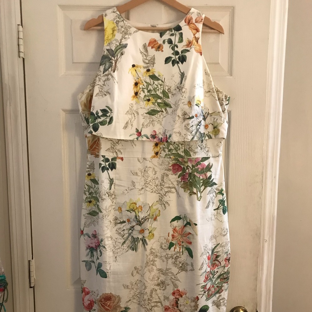 ASOS Brand Floral Print Double Layer Wiggle Dress